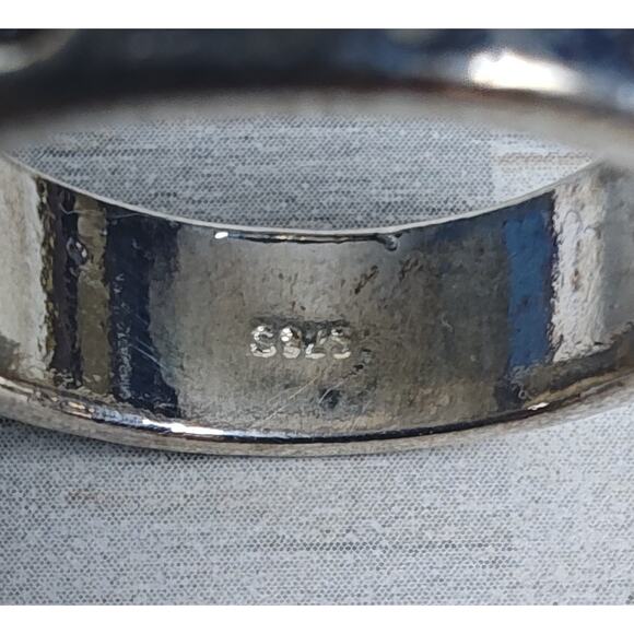 Sterling Silver 925 Butterfly Ring Wide Band Possible Marcasite Accents Size 11 - Picture 3 of 5